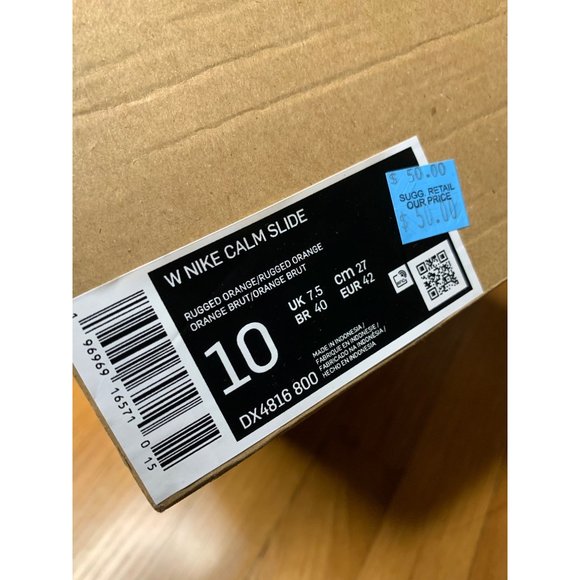 Women’s 10 Nike Calm Slides “Rugged Orange” Slide Sandals DX4816-800 - Picture 7 of 7